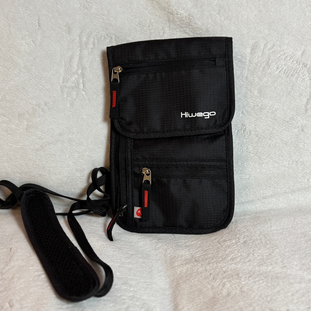 Black RDIF Crossbody Wallet Bag Purse with Adjustable Strap And Multiple Pockets